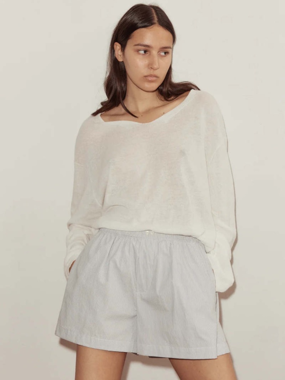 DEIJI STUDIOS The Boxer In Dream Stripe Organic Cotton Poplin SS2024 M
